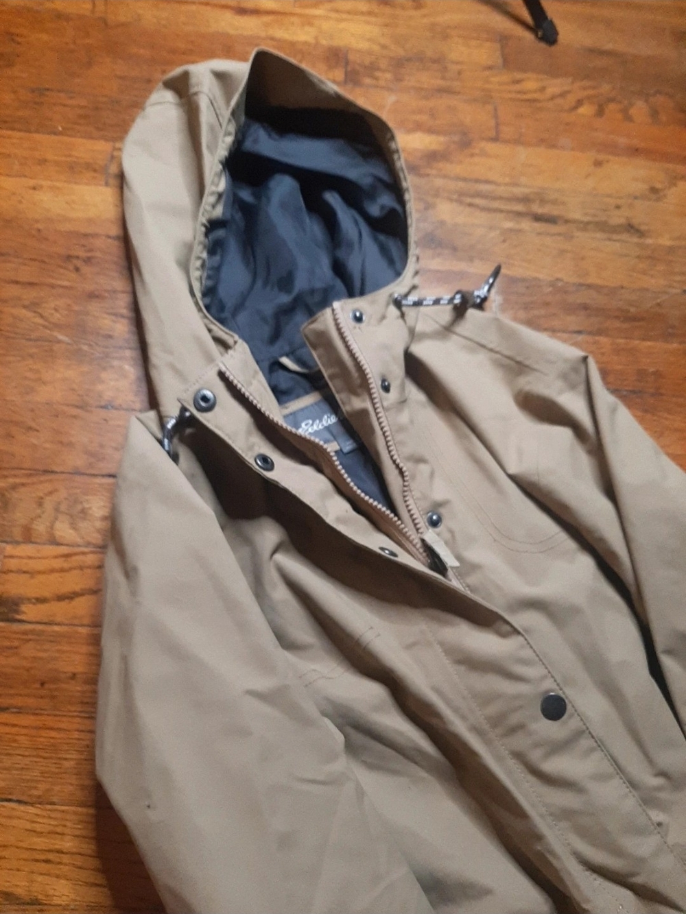 Women's Hooded Tan Jacket - Lightweight Water-Resistant Coat